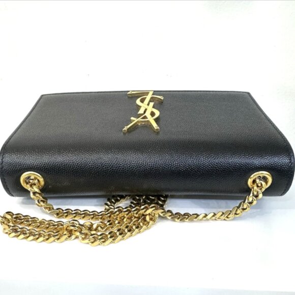 OPEN BOX - Saint Laurent Black Grain de Poudre Monogram Kate Small Shoulder Bag - Picture 3 of 7